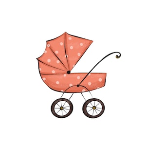 Baby Carriage Clipart, Baby Carriage PNG, Baby Shower Girl, Digital Download