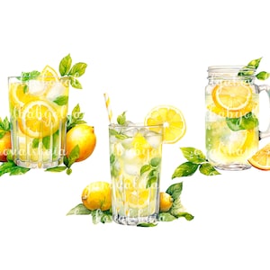 Aquarell Limonade Clipart, Zitronen PNG, ClipArt, digitaler Download