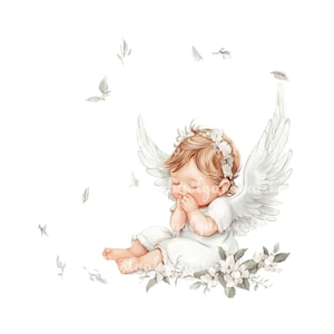 Baby Angel PNG, aquarel babyshower clipart, digitale download