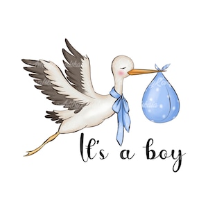 Storch Baby Shower Clipart, Storch PNG, es ein Junge, Baby Shower Boy, digitaler Download