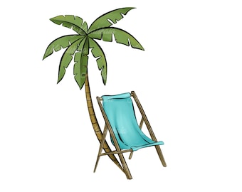 Summer Clipart PNG, Vacation Clip Art, Palm Tree, Beach, Digital Download