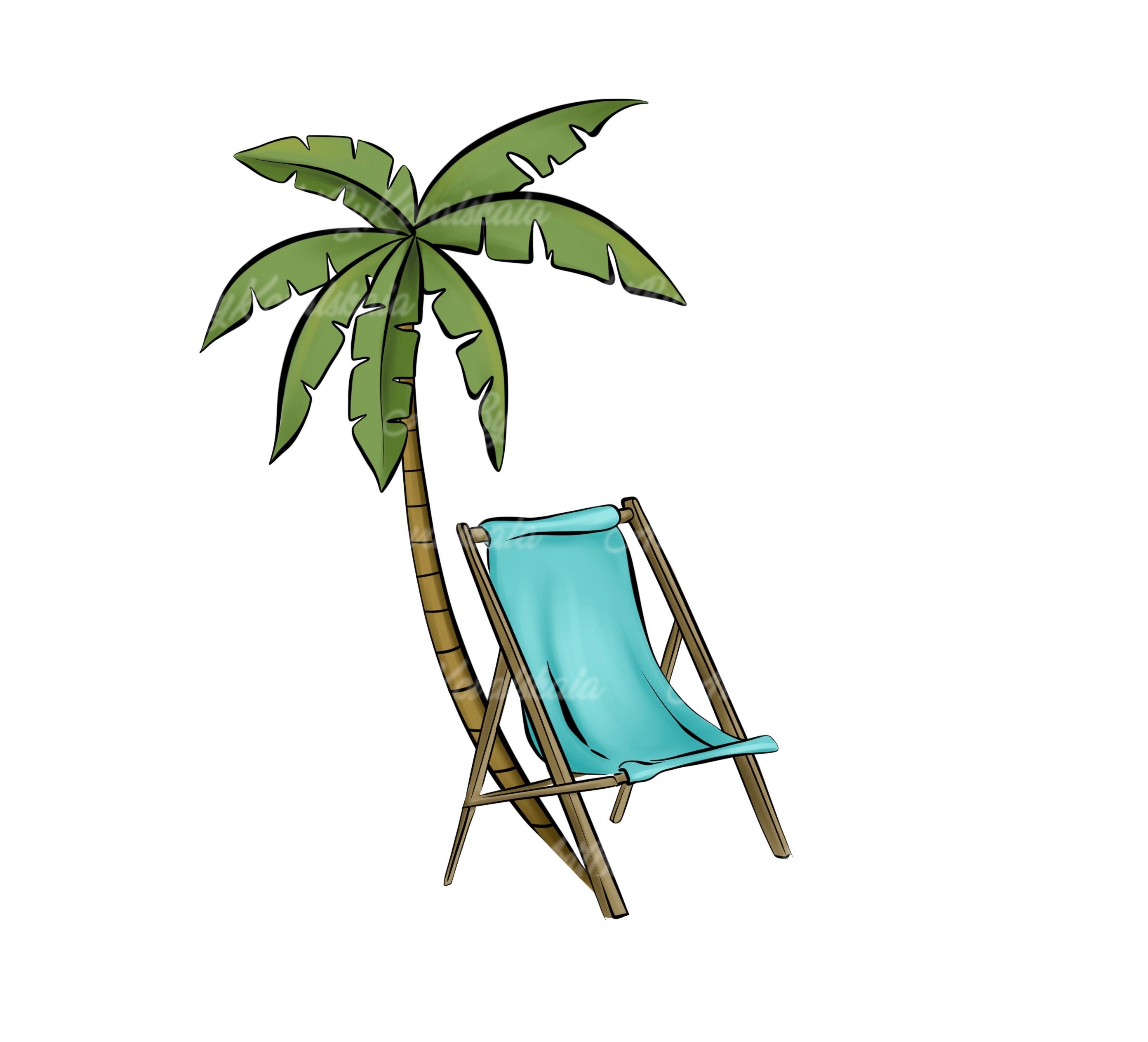 Summer Clipart PNG, Vacation Clip Art, Palm Tree, Beach, Digital ...