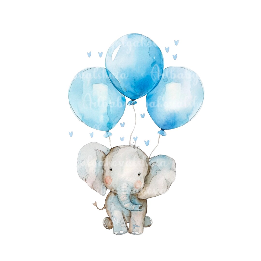 Watercolor Elephant Clipart: Baby Shower PNG (digital Download) - Etsy