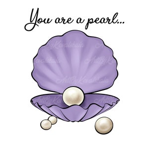 Pearl Clam Clipart, Shell PNG, You are a pearl, Digital Download