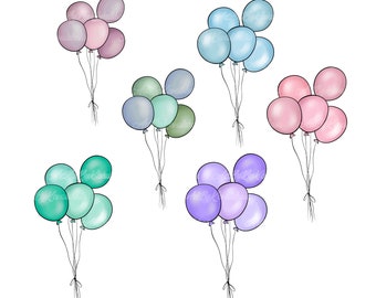 Clipart de Balões Pastel: Aniversário e Chá de Bebê PNG (Download Digital)