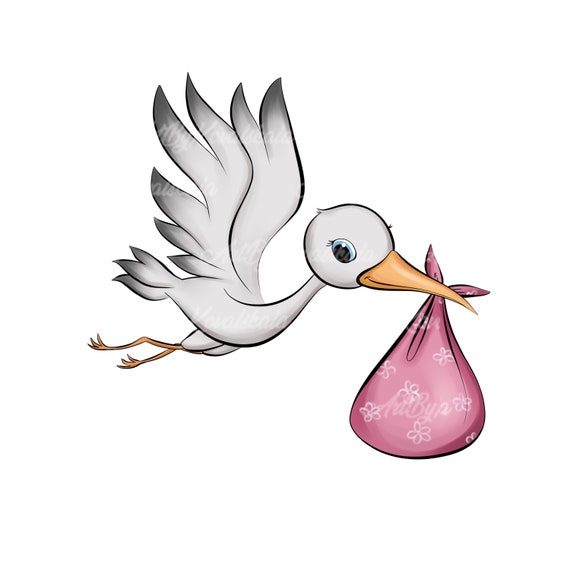 Stork Baby Shower Clipart, Stork PNG, Baby Shower Girl, Digital Download -  Etsy