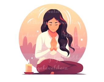Praying Girl Clipart, Faith Prayer Clipart, Woman PNG, Digital Download