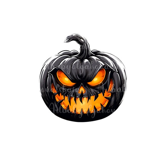 Scary face of Halloween pumpkin on transparent background PNG - Similar PNG