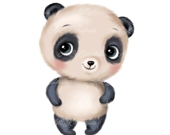 Cute Panda Clipart, Transparent PNG (Digital Download)