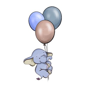 Elephant Clipart, Elephant, Balloons PNG, Baby Shower Boy, Digital Download