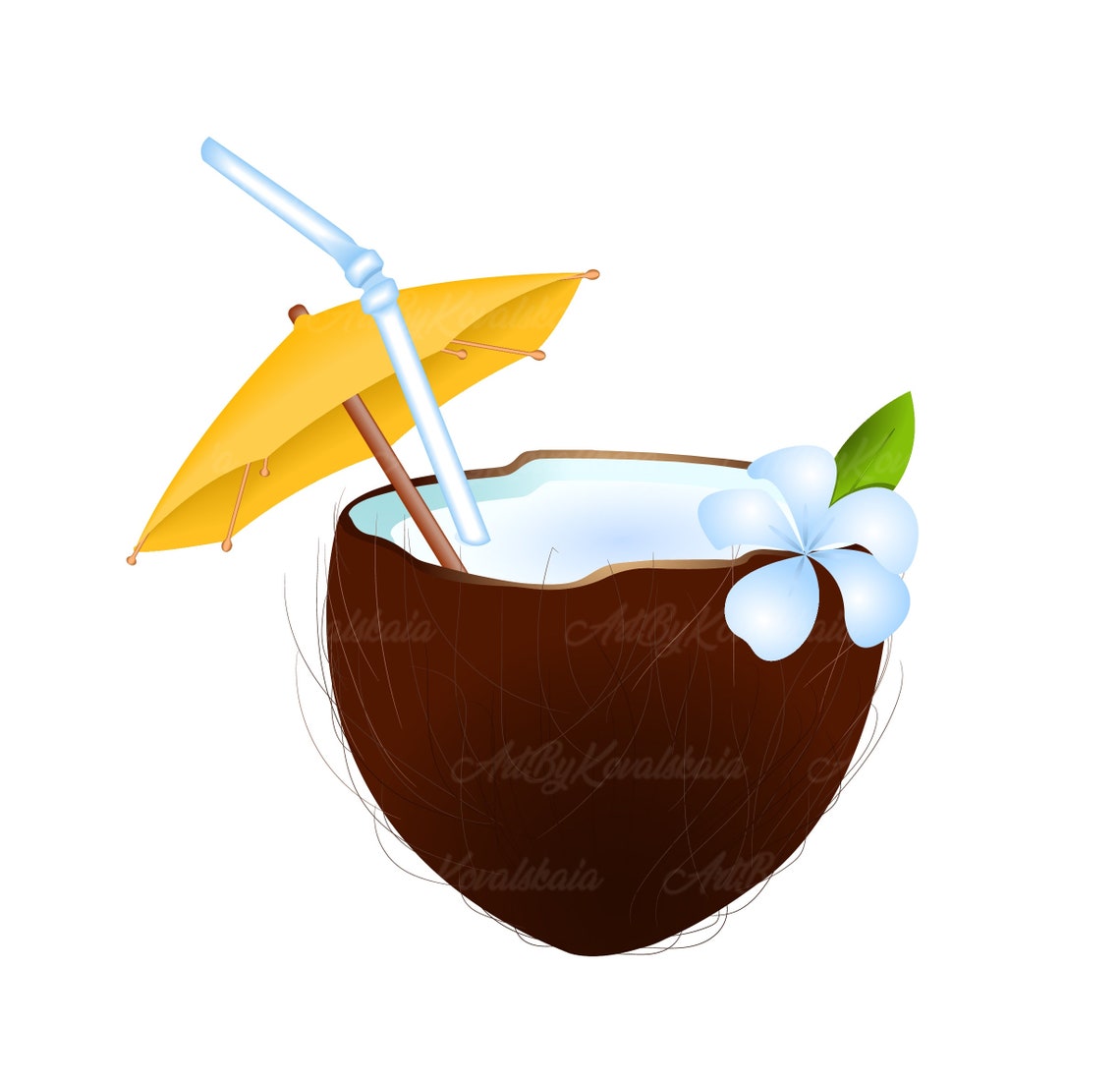 Coconut SVG EPS, Cocktail Clipart, Coconut Clipart, Digital Download Etsy