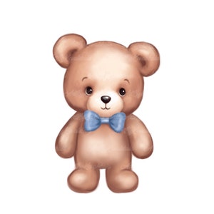Teddy Bear Clipart, Cute Bear PNG, Baby Shower Boy, Digital Download