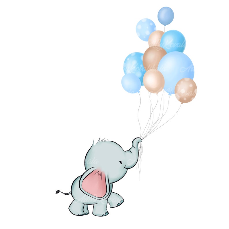 Elephant Clipart, Elephant, Balloons PNG, Digital Download Etsy
