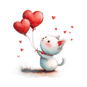 Katten clipart, aquarel schattige kat png, digitale download
