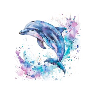 Watercolor Dolphin, Watercolor Dolphin PNG, Digital Download