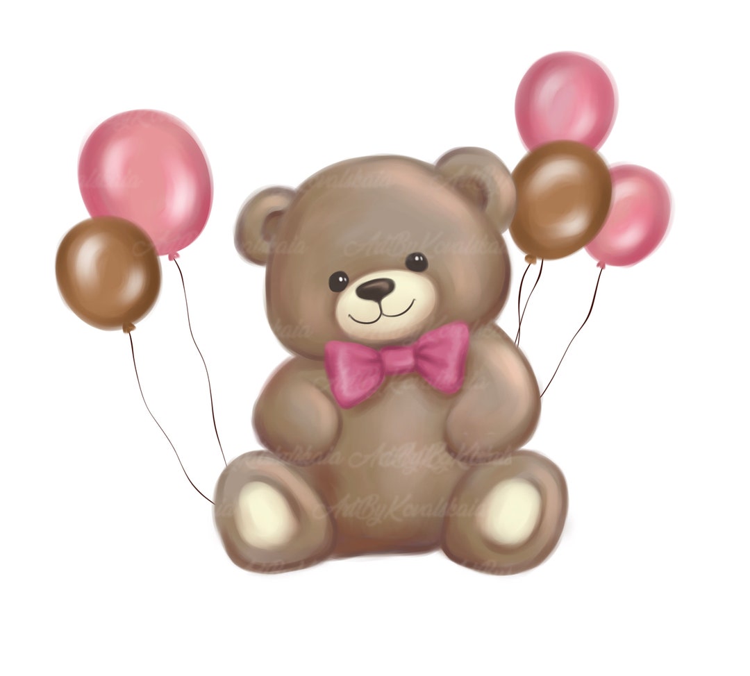 Teddy Bear Clipart, Cute Teddy Bear PNG, Baby Shower Girl, Digital ...