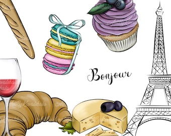 Paris Clipart, France Clip Art, Eiffel Tower PNG, Travel Clipart, Vacation, Digital Download