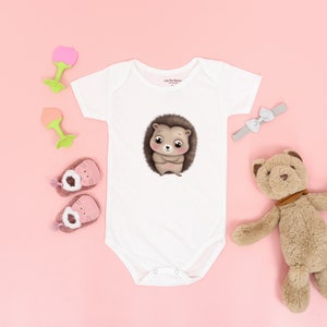 Baby One-Piece With Hedgehog Appliqué - Cream