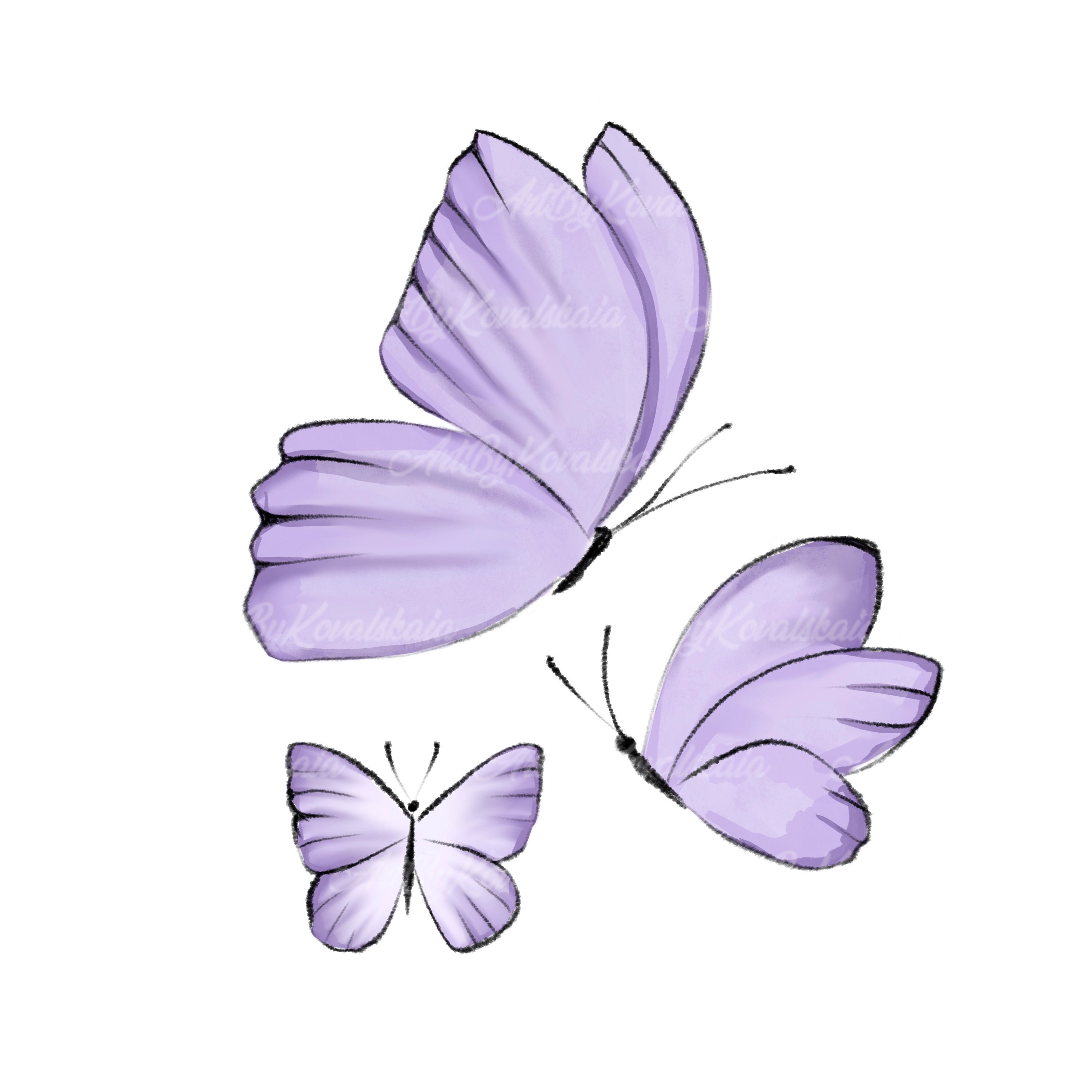 Butterfly Clipart, Watercolor Butterflies PNG, Digital Download 