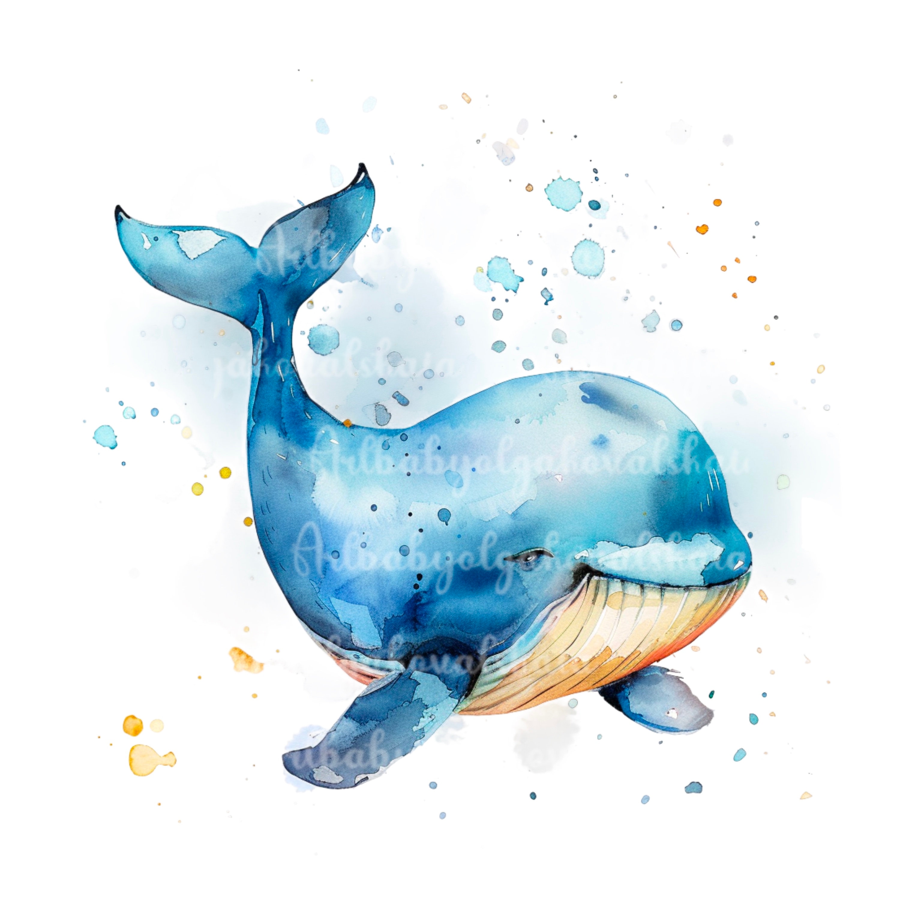 Watercolor Whale Clipart: Sea Animal PNG (digital Download) - Etsy
