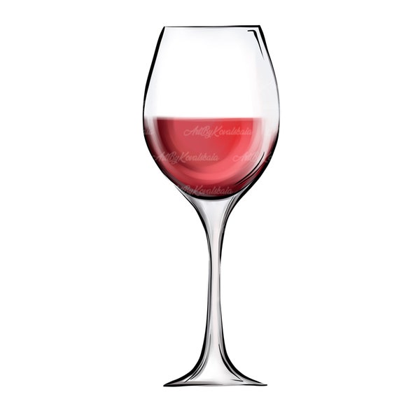 Glass of Wine  PNG, Glass of Red Wine Clipart, Digital Download