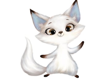 Schattige poolvos-clipart, png-afbeelding (digitale download)