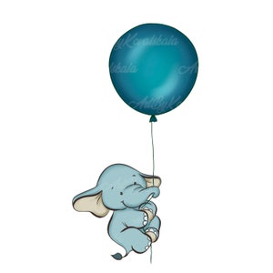 Elephant Clipart, Elephant, Balloons PNG, Baby Shower Boy, Digital Download