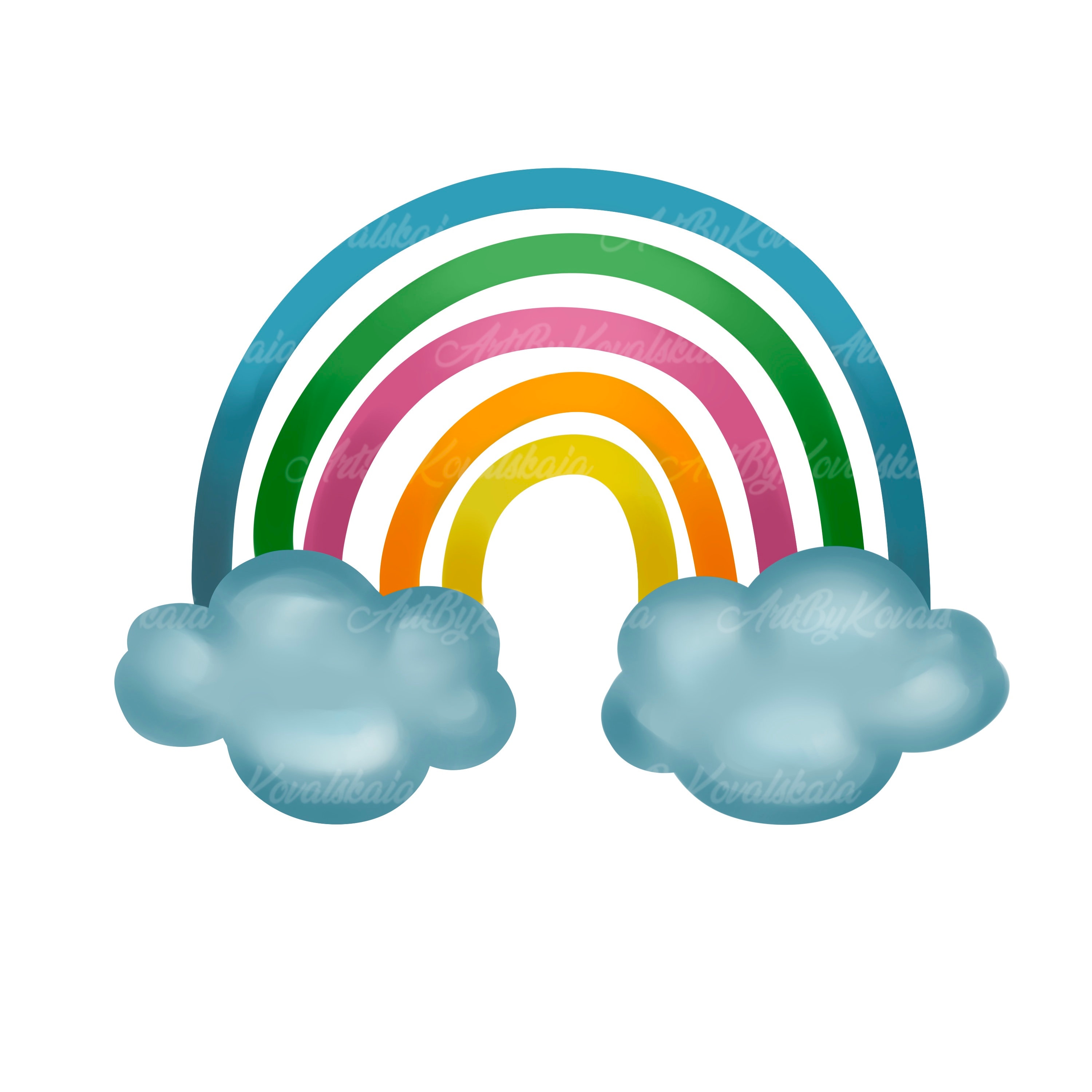 Rainbow Clipart, Rainbow PNG, Rainbow on Cloud PNG, Digital Download - Etsy
