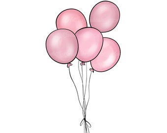 Balloons PNG, Pink Balloons Clip art, Birthday Clipart, Digital Download