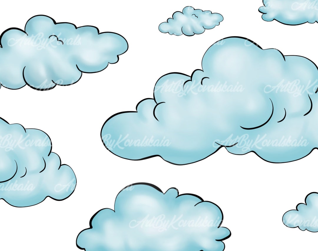 Clouds PNG, Clouds Clipart, Watercolor Clouds, Digital Download Etsy