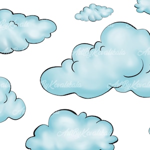 Clouds PNG, Clouds Clipart, Watercolor Clouds, Digital Download