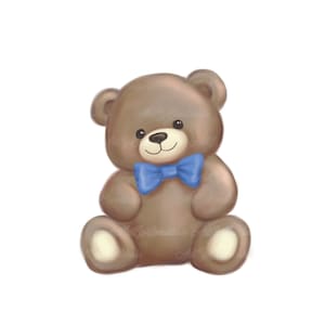 Teddy Bear Clipart, Cute Bear PNG, Baby Shower Boy, Digital Download