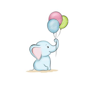 Elephant Clipart, Elephant, Balloons PNG, Digital Download