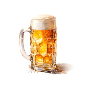Watercolor Beer Clipart, Beer PNG, Digital Download
