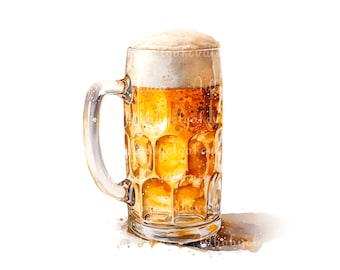 Watercolor Beer Clipart, Beer PNG, Digital Download