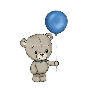 Teddy Bear Clipart, Cute Teddy Bear PNG, Baby Shower Boy, Digital Download