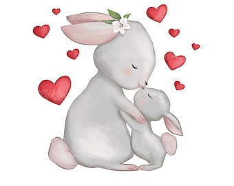Bunny Clipart, Cute Bunny PNG, Rabbits, Digital Download - Etsy