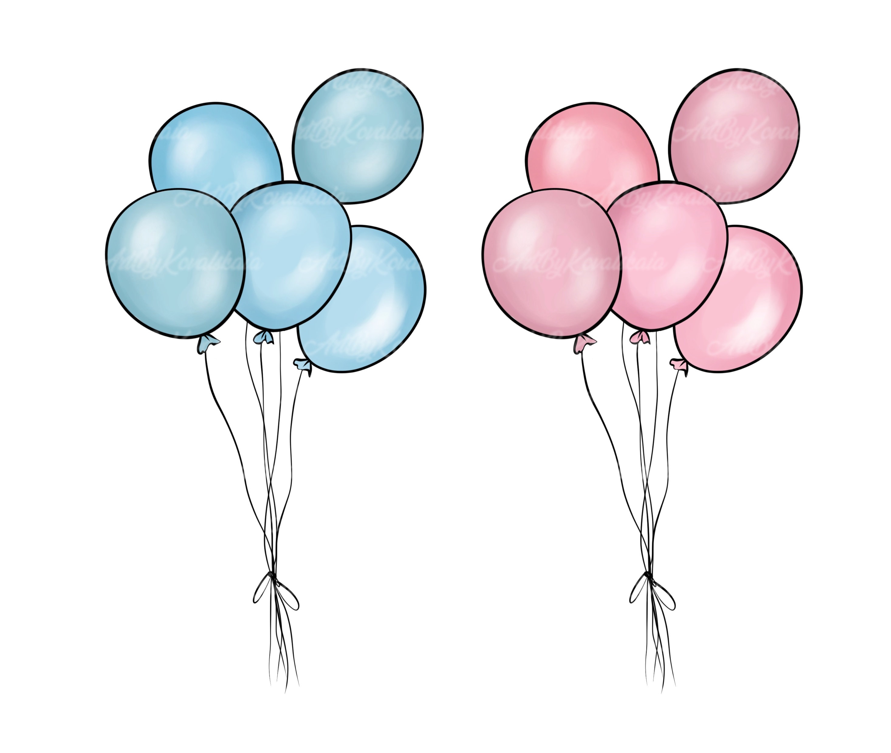 Balloons PNG, Balloons Clip art, Birthday Clipart, Digital Download