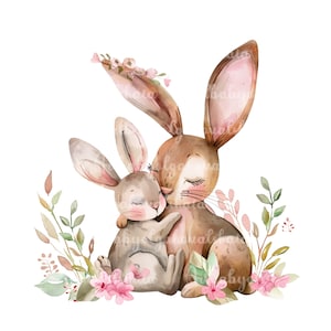 Bunny Clipart, Cute Bunny PNG, Rabbits, Digital Download