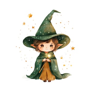 Cute Elf PNG, Watercolor Elf Clip art, Digital Download