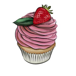 Cupcake PNG, Cupcake Clip art, Strawberry, Digital Download