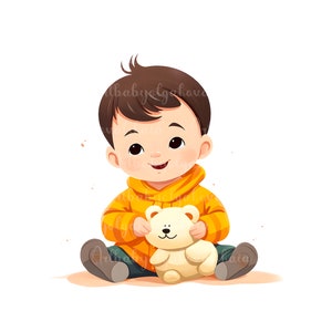 Baby Boy PNG, Cute Boy Clip art, Baby Shower Clipart, Digital Download