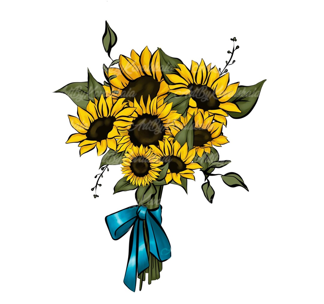 Sunflowers Clipart Sunflowers PNG Flowers Bouquet Clipart Etsy