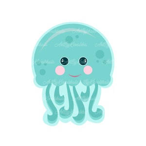 Jellyfish SVG EPS, Jellyfish Clipart, Sea World Clipart, Digital Download