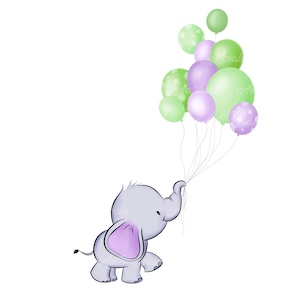 Elephant Clipart, Elephant, Balloons PNG, Digital Download
