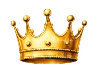 Crown PNG, Watercolor Royal Golden Crown Clipart, DIGITAL DOWNLOAD