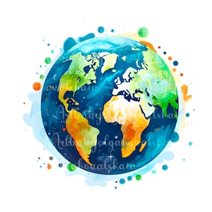 Earth Clipart, Planet Earth PNG, Geography, Digital Download