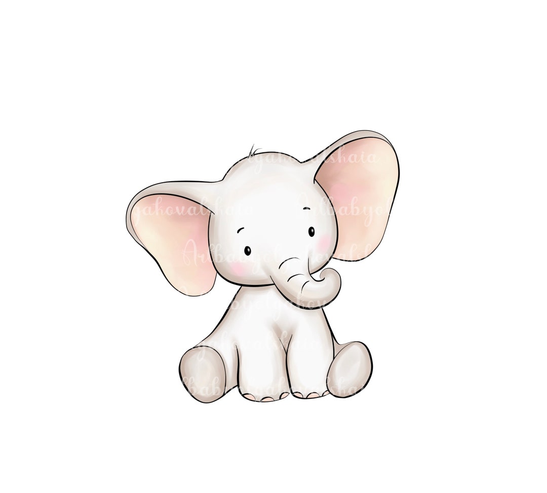 Elephant Clipart, Cute Elephant PNG, Digital Download - Etsy