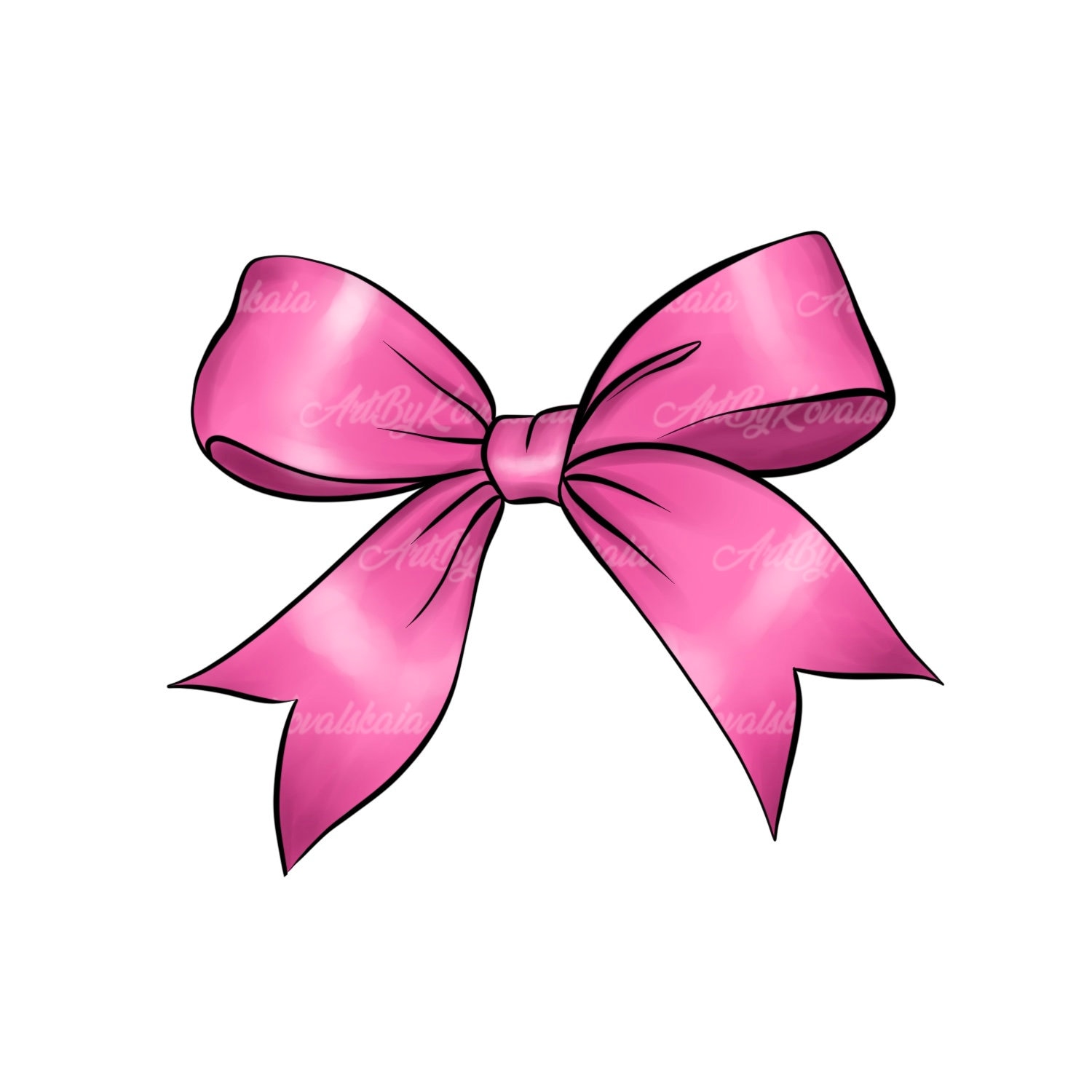 Watercolor Pink Bow Ribbon Clipart PNG 