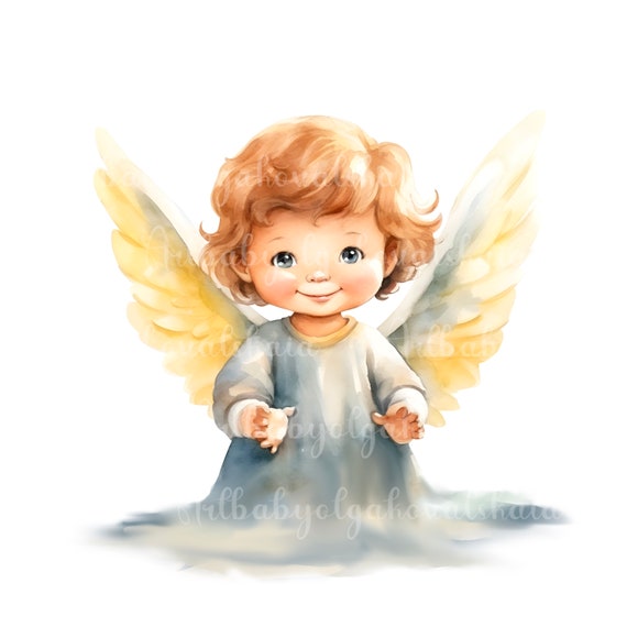 Watercolor Child Angel PNG, Angel Boy Clipart, Baby Shower, Digital  Download - Etsy